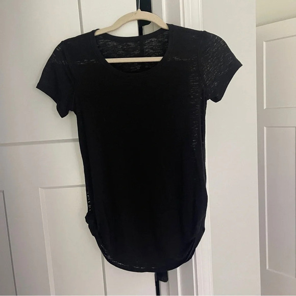 Lululemon Black Short Sleeve Knot Side Sheer Top - Picture 1 of 4